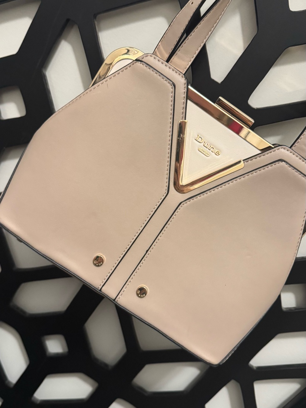 Dune London Blush Cream Mini Top-Handle Bag with Gold Hardware
